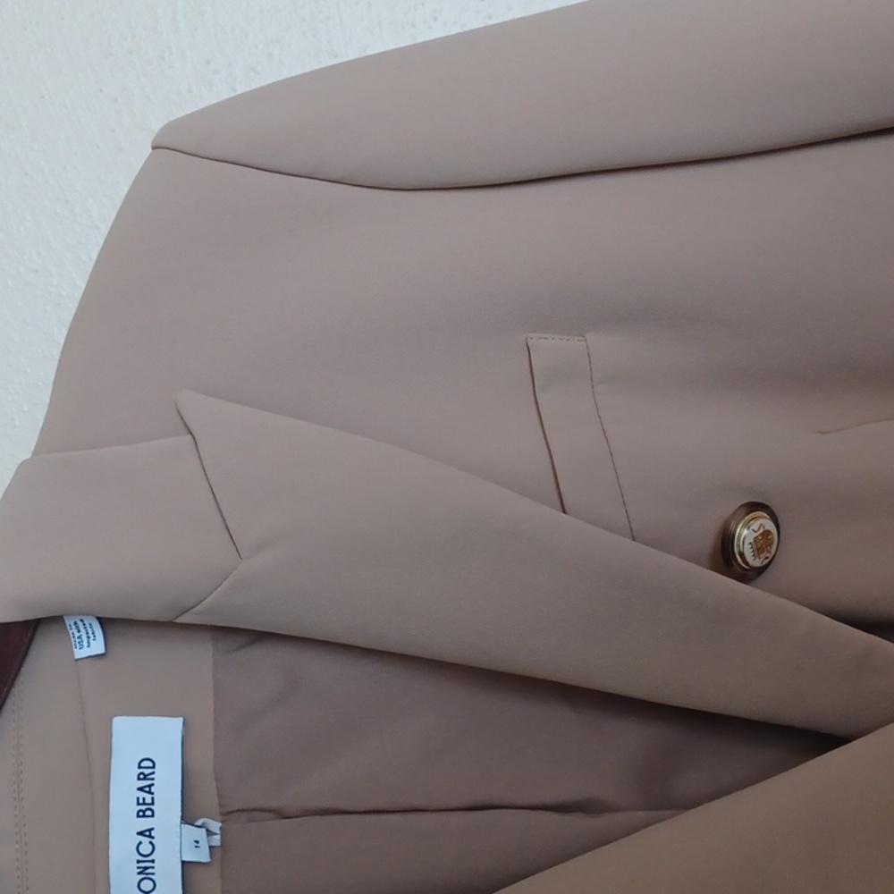 Veronica Beard Miller Dickey Jacket Blazer SZ 14 Double Breasted Khaki Camel - Picture 7 of 16